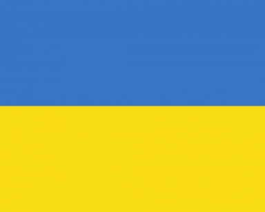 Flaga Ukrainy. Dwa pasy. U góry niebieski pas, na dole żółty pas.