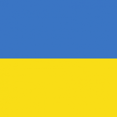 Flaga Ukrainy. Dwa pasy. U góry niebieski pas, na dole żółty pas.